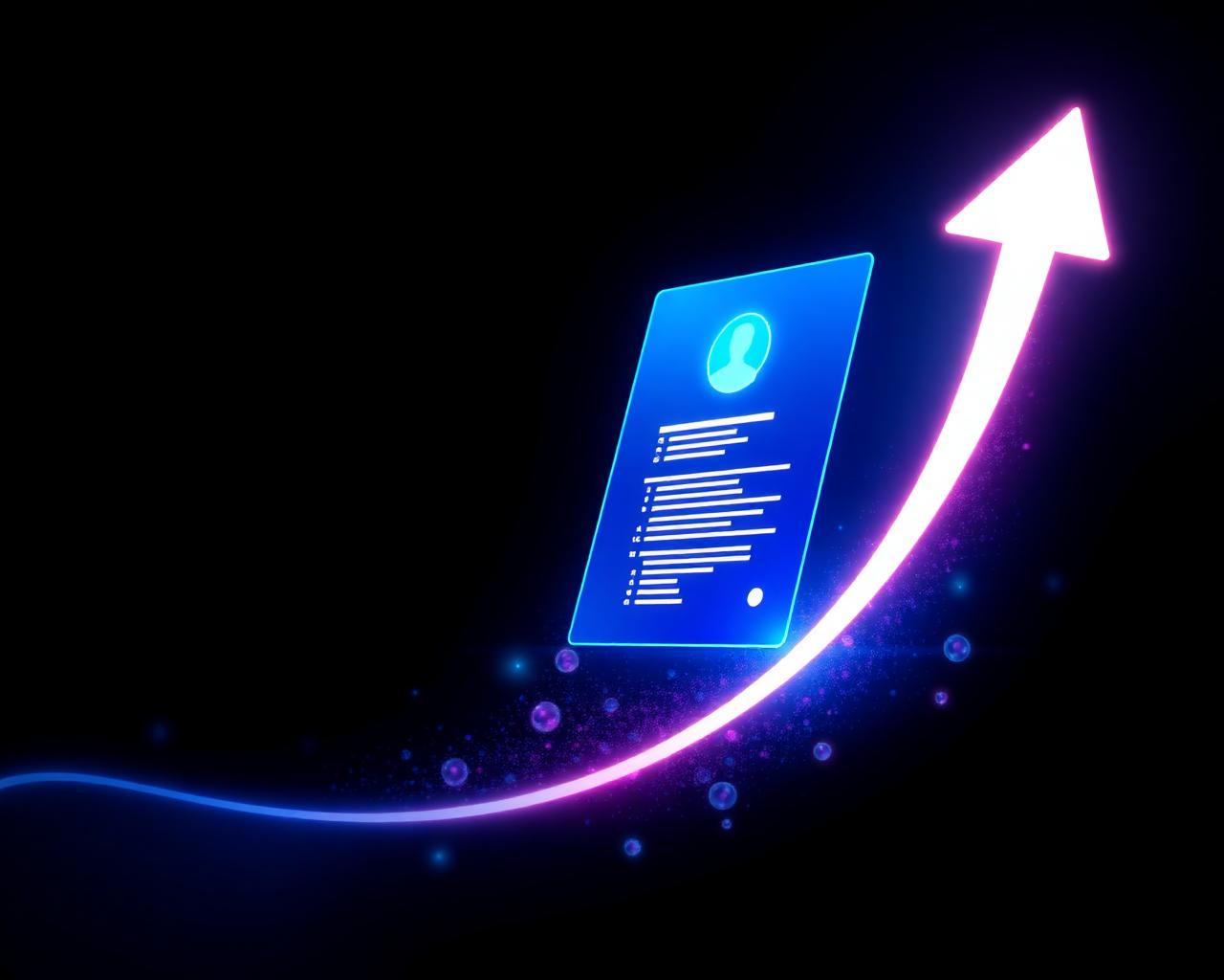 AI analyzing a glowing resume with an upward growth arrow